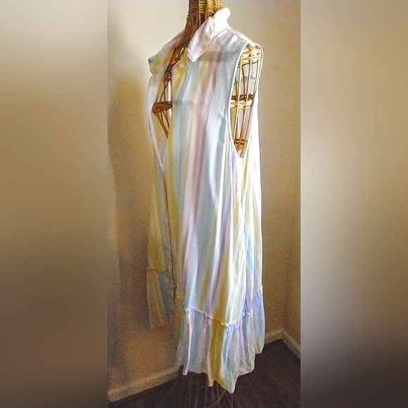 Striped Swing Sleeveless Dress Slide Front Pockets - Picture 9 of 16